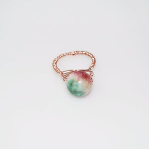 Green and Red Jade Handcrafted Wired Ring - FashionByTeresa
