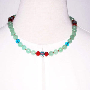 FBT - Green Carnelian With Crystal Ascents Necklace - FashionByTeresa