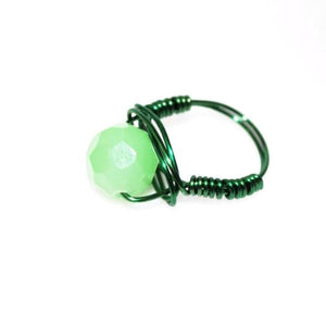 Green Jade Faceted Wired Ring - FashionByTeresa