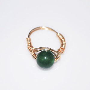 Handmade Emerald With Rose Gold Handcrafted Wire Ring - FashionByTeresa