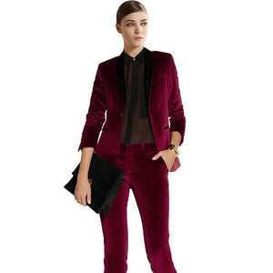 Wine Red Elegant Tuxedo Blazer with Black Lapel - FashionByTeresa