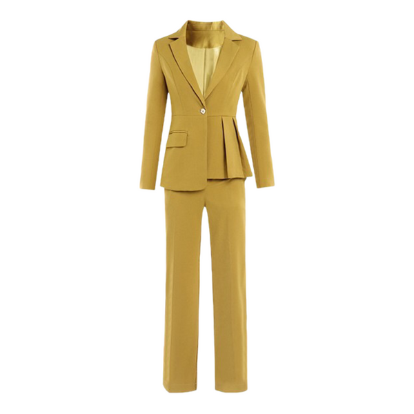 Ladies yellow pants suit best sale