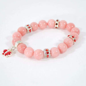 Morganite Pink Gemstone With Red Charm Bracelets - FashionByTeresa
