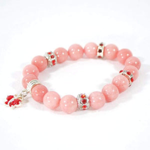 Pink Carnielan Heart Charms Agate Stretch Bracelets - FashionByTeresa