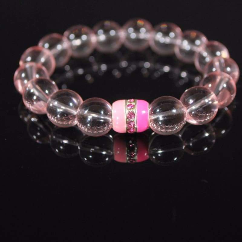 Pink Quartz With Charm Beaded Women's Bracelets - FashionByTeresa