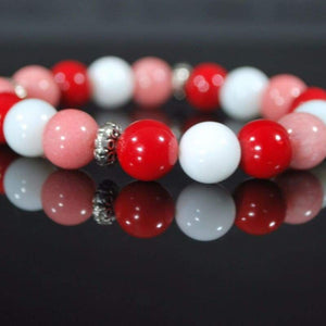 Pink, Red and White Mixed Color With Antique Silver Bracelets - FashionByTeresa