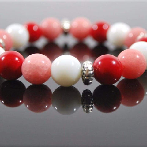 Pink, Red and White Mixed Color With Antique Silver Bracelets - FashionByTeresa