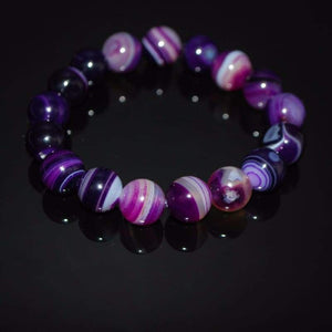 Purple Stripe Onyx Unisex Bracelets - FashionByTeresa