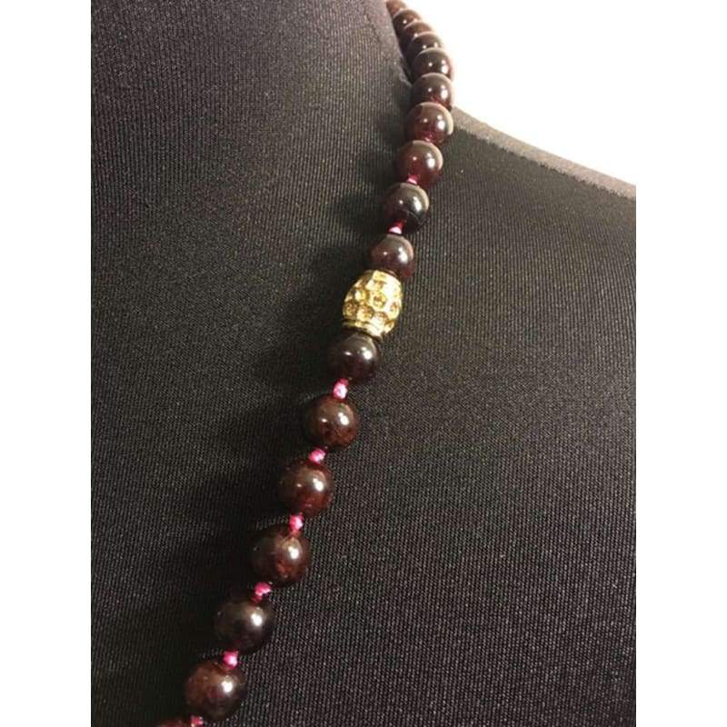 FBT - Red Garnet Gemstone With Charm Ascent Necklace - FashionByTeresa