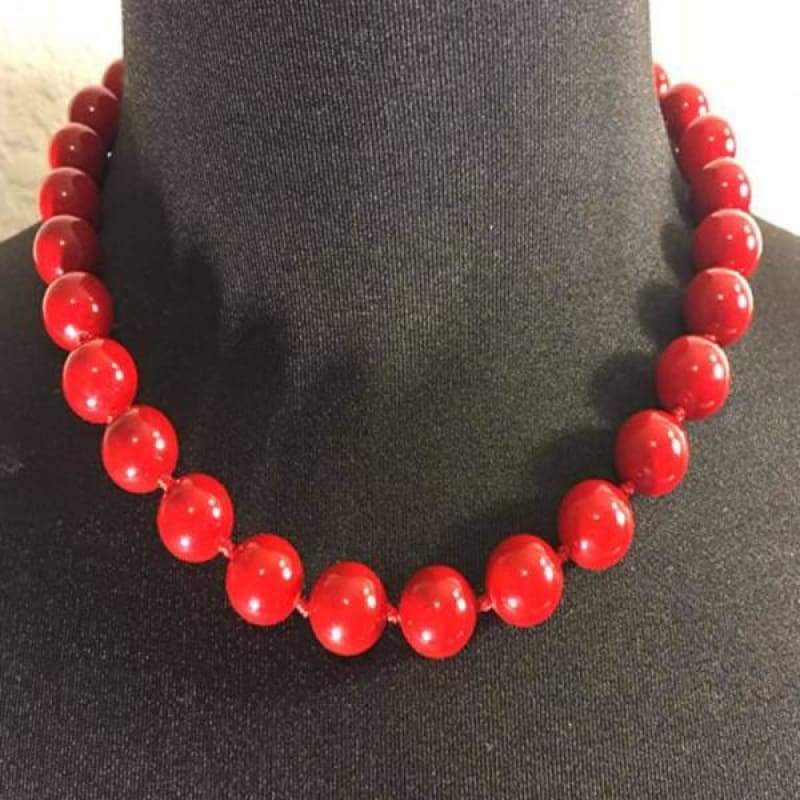 FBT - Red Shell Pearls Women's Beaded Necklace. - FashionByTeresa
