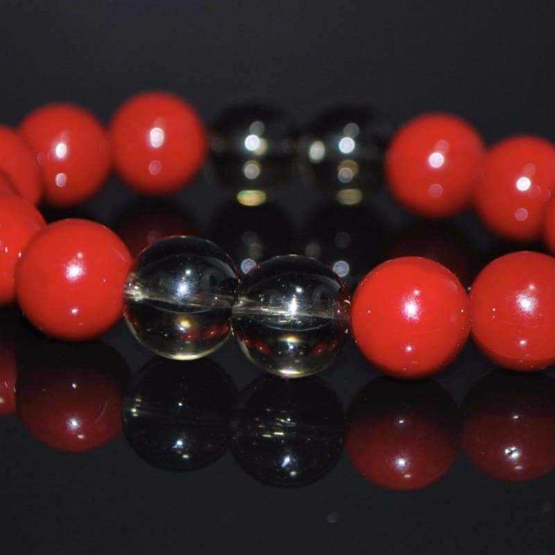 Red Shell with Black Quartz Beaded Bracelets - FashionByTeresa