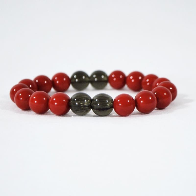 Red Shell with Black Quartz Beaded Bracelets - FashionByTeresa