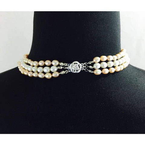 FBT - Vintage Three Strands Freshwater Pearls Necklace - FashionByTeresa